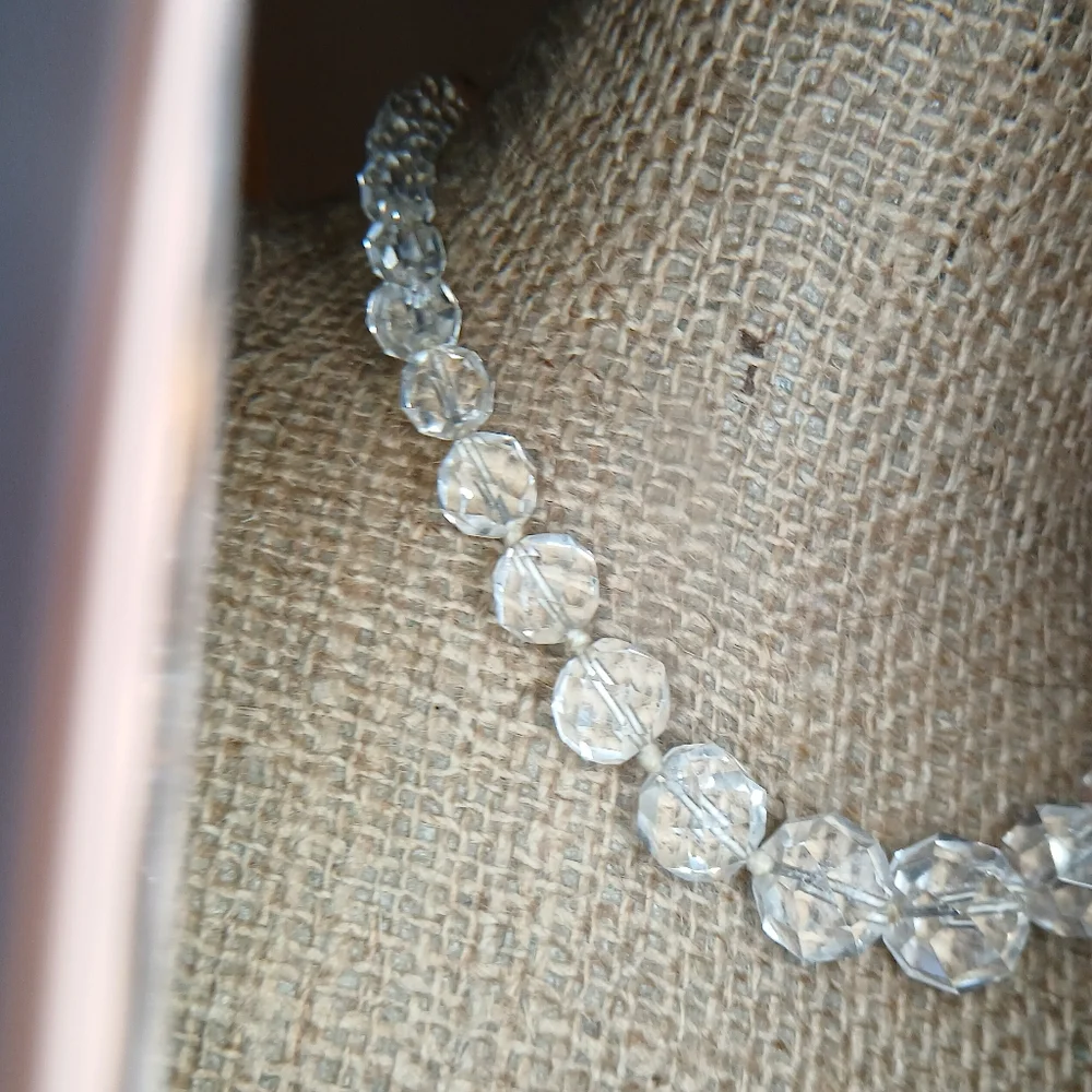 Vintage Graduated Crystal Beaded Necklace Faceted Beads 10k Clasp - Picture 2 of 10